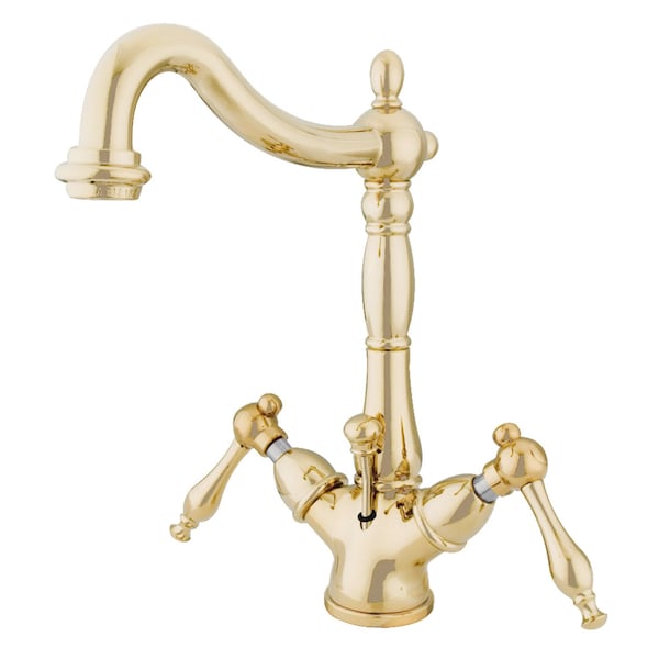 KS1432NL 2-Handle Bathroom Faucet W/ Brass Pop-Up & Cover Plate, Brass